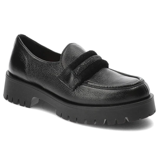 Zdjęcie produktu Czarne Półbuty Lemar Eleganckie Skórzane Buty