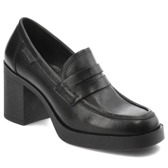 Zdjęcie produktu Czarne Półbuty Nessi Gustowne Buty Na Obcasie