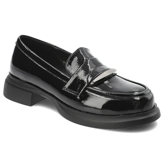Zdjęcie produktu Czarne Półbuty S.Barski Eleganckie Mokasyny Damskie