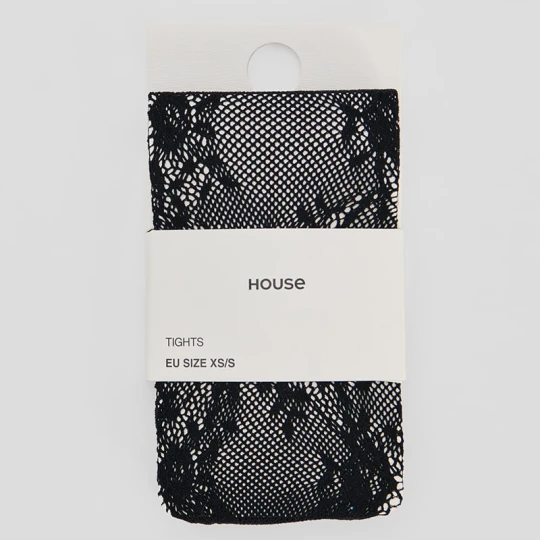 Zdjęcie produktu Czarne rajstopy koronkowe House
