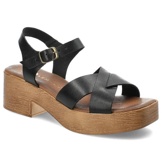 Zdjęcie produktu Czarne Sandały Armodo Eleganckie Obuwie Damskie Na Obcasie