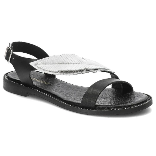 Zdjęcie produktu Czarne Sandały Armodo Skórzane Buty Na Lato