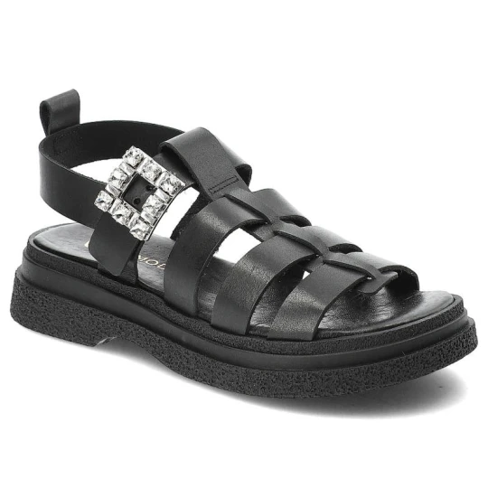 Zdjęcie produktu Czarne Sandały Armodo Wygodne Skórzane Buty