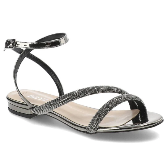 Zdjęcie produktu Czarne Sandały Bayla Eleganckie Płaskie Buty