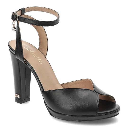 Zdjęcie produktu Czarne Sandały Chebello Eleganckie Skórzane Buty