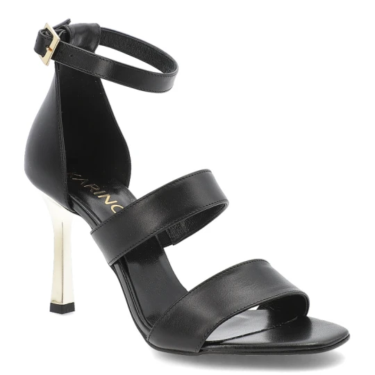 Zdjęcie produktu Czarne Sandały Karino Obuwie Damskie Na Eleganckiej Szpilce