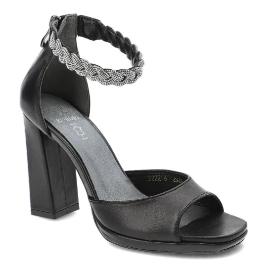 Zdjęcie produktu Czarne Sandały Kordel Eleganckie Skórzane Buty