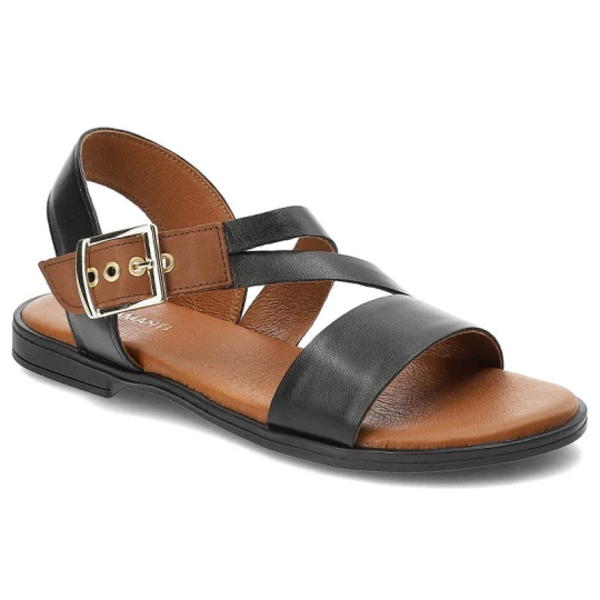 Zdjęcie produktu Czarne Sandały Lamanti Skórzane Buty Damskie