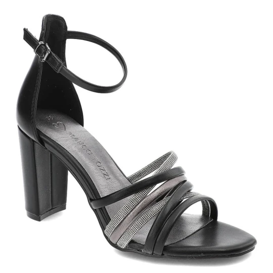 Zdjęcie produktu Czarne Sandały Marco Tozzi Eleganckie Buty Na Obcasie