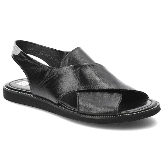 Zdjęcie produktu Czarne Sandały Nessi Wygodne Skórzane Buty
