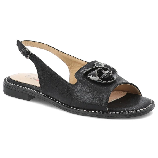 Zdjęcie produktu Czarne Sandały S.Barski Buty Zapinane Sprzączką