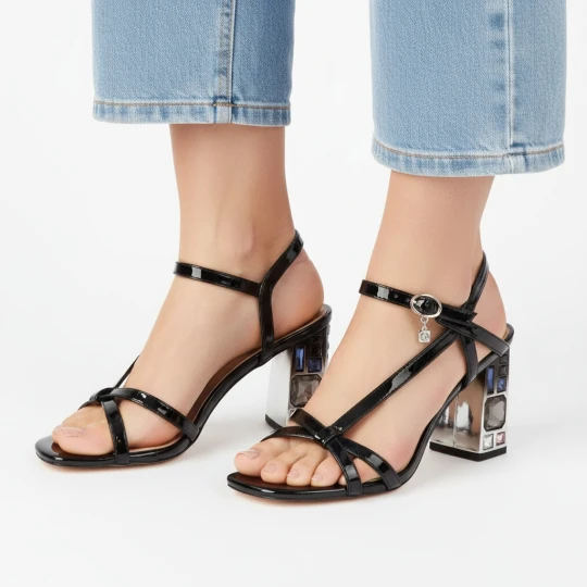 Zdjęcie produktu Czarne Sandały S.Barski Eleganckie Buty Damskie