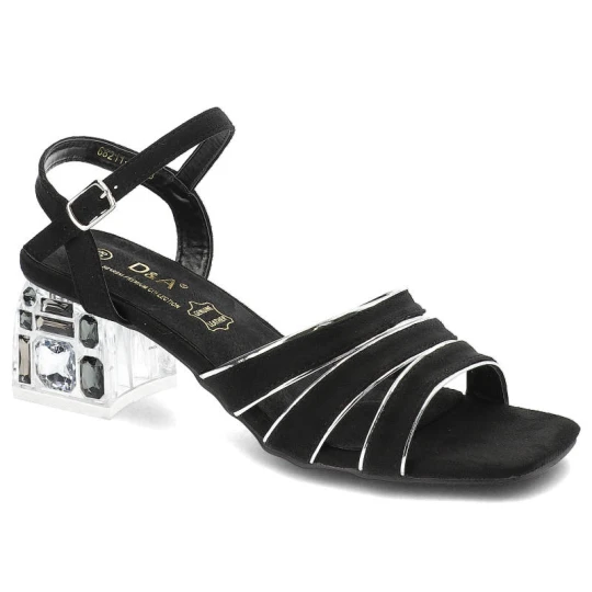 Zdjęcie produktu Czarne Sandały S.Barski Eleganckie Buty Na Obcasie