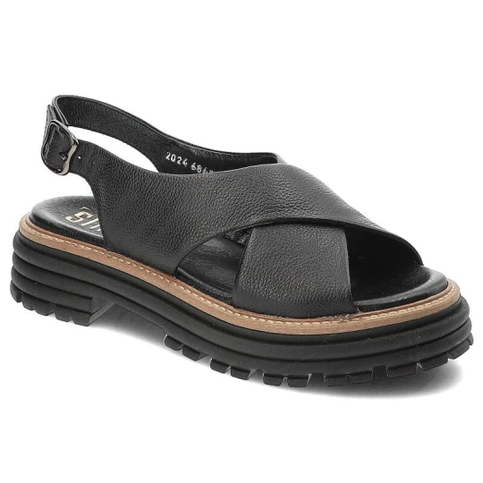 Zdjęcie produktu Czarne Sandały Simen Wygodne Buty Damskie