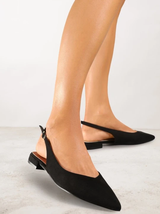 Zdjęcie produktu Czarne Sandały Slingback Vices z Wkładką ze Skóry Naturalnej Annisae