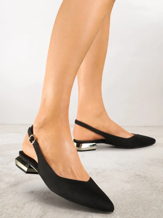 Zdjęcie produktu Czarne Sandały Slingback Vices z Wkładką ze Skóry Naturalnej Galeresa