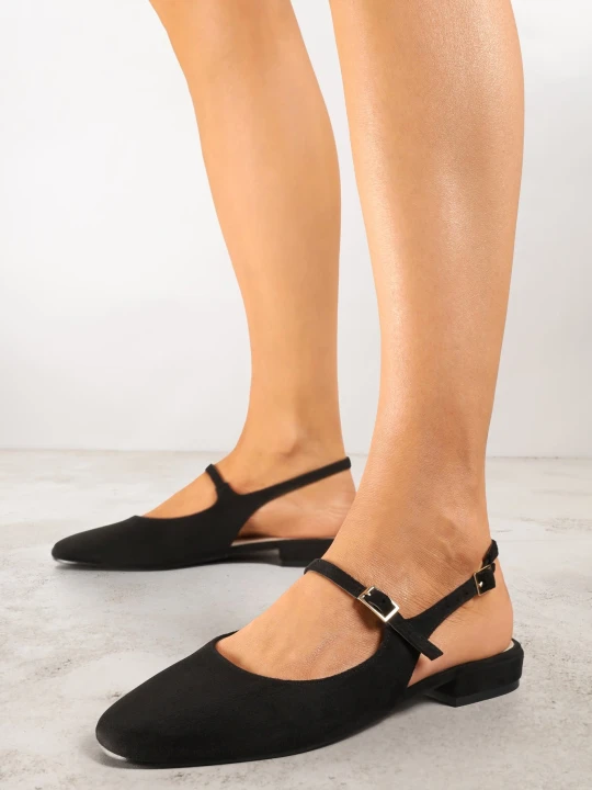 Zdjęcie produktu Czarne Sandały Slingback Vices z Wkładką ze Skóry Naturalnej Sovritia