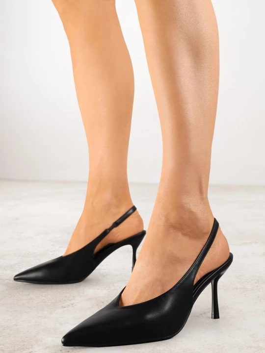 Zdjęcie produktu Czarne Sandały Vices Slingback na Obcasie Tilarina
