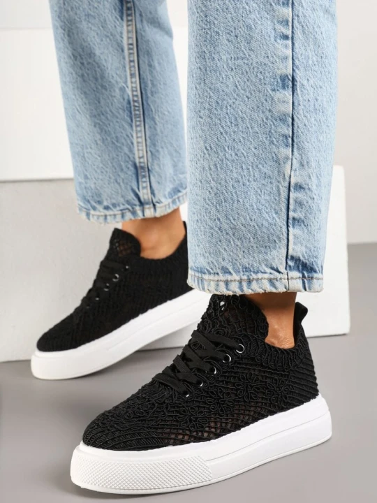 Zdjęcie produktu Czarne Siateczkowe Sneakersy Typu Tenisówki Sunalie Weide