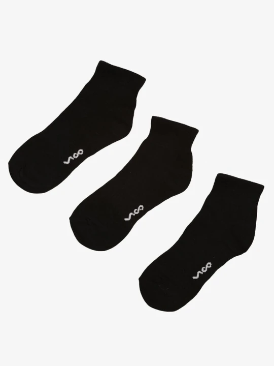 Zdjęcie produktu Czarne Skarpety z Bawełny 3-pack za Kostkę z Napisem Folerina Vico