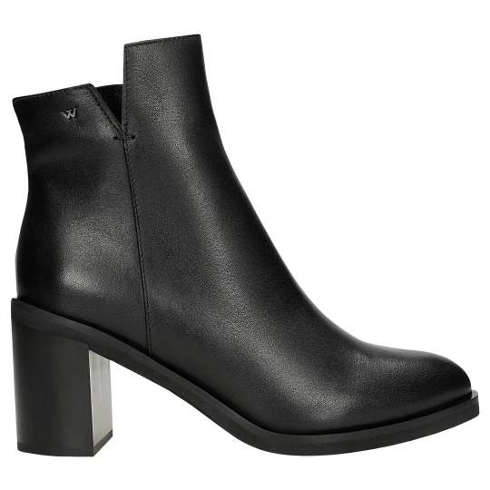 Zdjęcie produktu Eleganckie botki na obcasie z czarnej skóry licowej 55258-51 Wojas