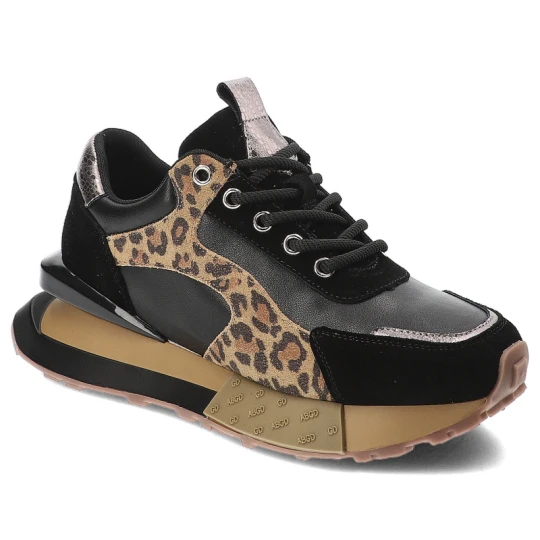 Zdjęcie produktu Czarne Sneakersy Artiker Modne Obuwie Damskie Panterka