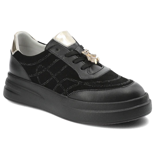 Zdjęcie produktu Czarne Sneakersy Artiker Modne Obuwie Damskie Z Misiem