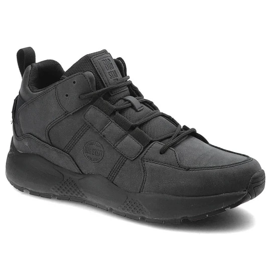 Zdjęcie produktu Sneakersy damskie Big Star, z połączenia materiału tekstylnego i syntetycznego z panelową cholewką klasycznym sznurowaniem, czarne, KK174247