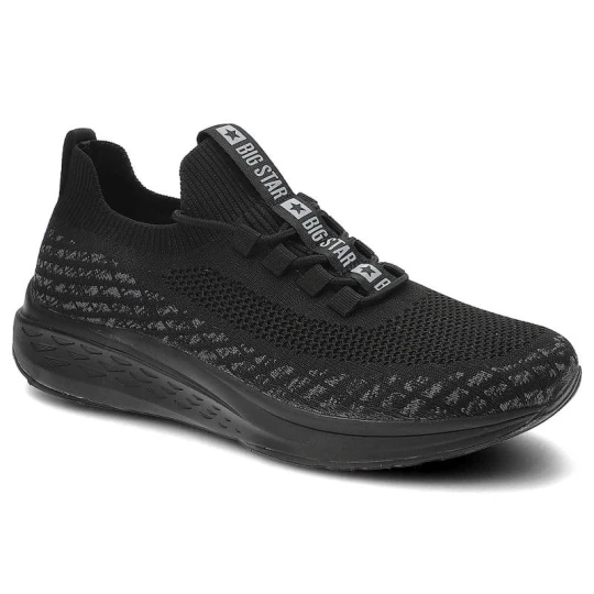Zdjęcie produktu Sneakersy damskie Big Star, przewiewna cholewka z elastycznej dzianinylekka amortyzująca podeszwa sportowy i komfortowy krój, czarne, JJ174167