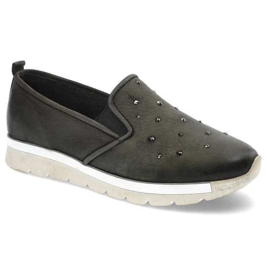 Zdjęcie produktu Sneakersy damskie Carinii, wsuwane na płaskiej podeszwie, czarne, B3312