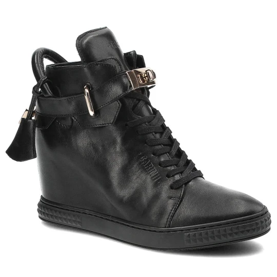 Zdjęcie produktu Sneakersy damskie Carinii, skórzane i na koturnie, czarne, B3767_-E50-000-PSK-B88