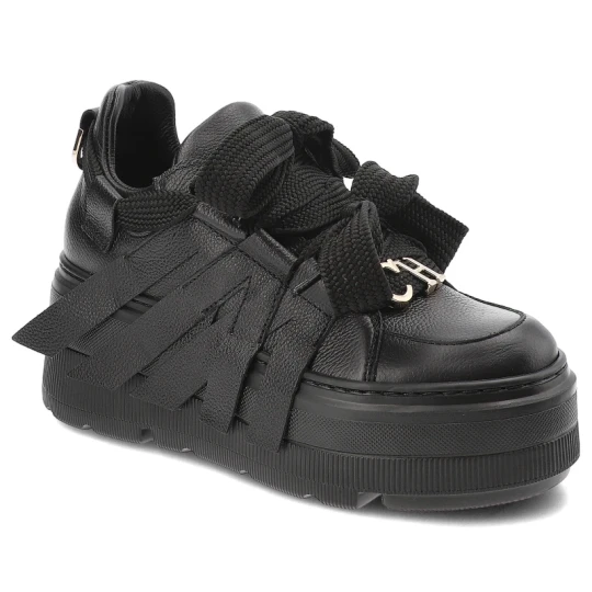 Zdjęcie produktu Czarne Sneakersy Chebello Stylowe Obuwie Damskie Na Platformie