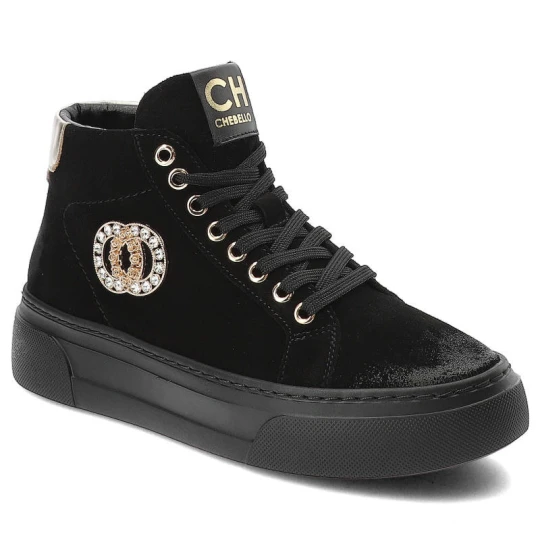 Zdjęcie produktu Czarne Sneakersy CheBello Wygodne Skórzane Buty Damskie