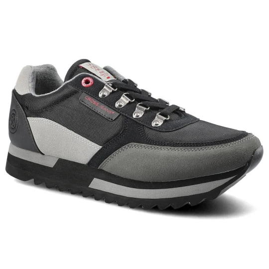 Zdjęcie produktu Sneakersy damskie Cross Jeans, z lekkich materiałów tekstylnych i syntetycznych z dynamicznie profilowaną cholewką, czarne, II1R4016C