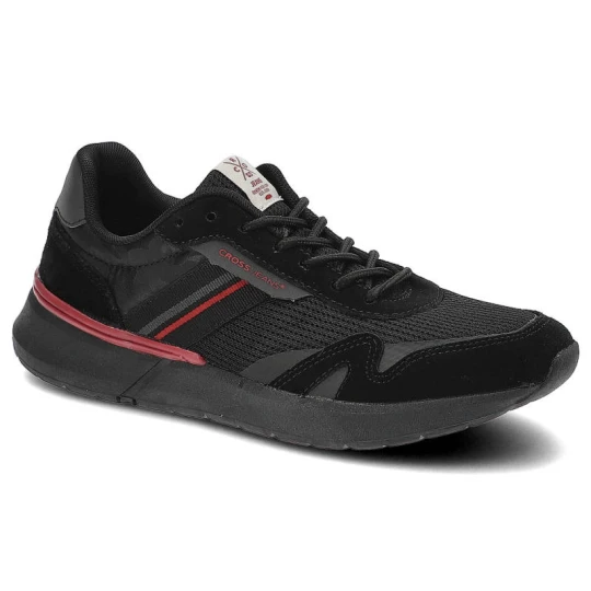 Zdjęcie produktu Sneakersy damskie Cross Jeans, cholewka z łączonych materiałów o sportowym charakterze klasyczne sznurowanie, czarne, JJ1R4016C