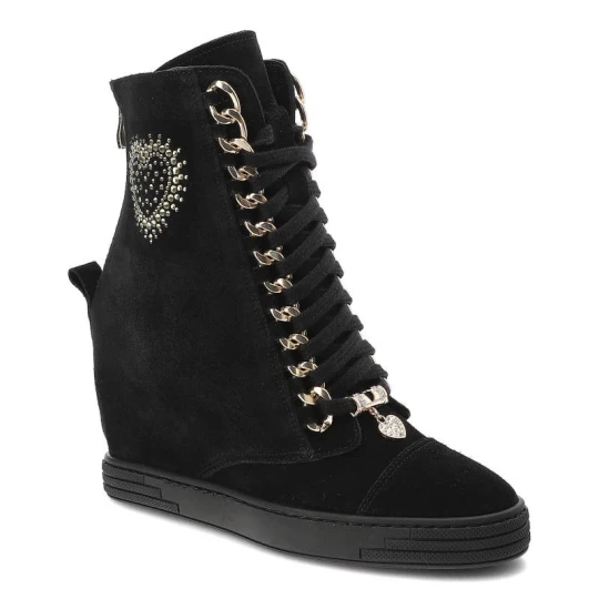 Zdjęcie produktu Czarne Sneakersy Damiss Wygodne Buty Damskie Na Koturnie
