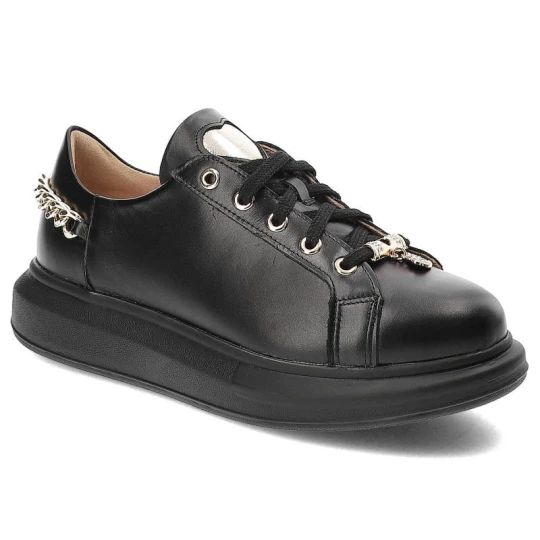 Zdjęcie produktu Czarne Sneakersy Damiss Wygodne Skórzane Buty