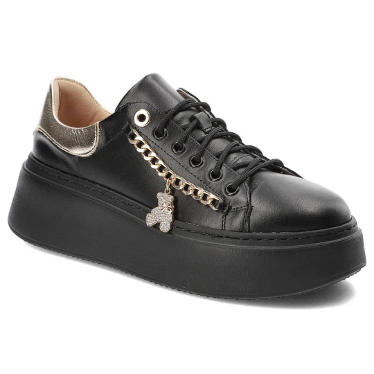 Zdjęcie produktu Czarne Sneakersy Damiss Wygodne Skórzane Buty