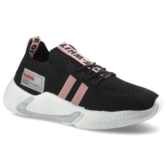 Zdjęcie produktu Sneakersy damskie Artiker, sznurowany fason cholewka tekstylna siateczkowa sportowa oddychająca konstrukcja elastyczna lekka forma amortyzująca podes czarny