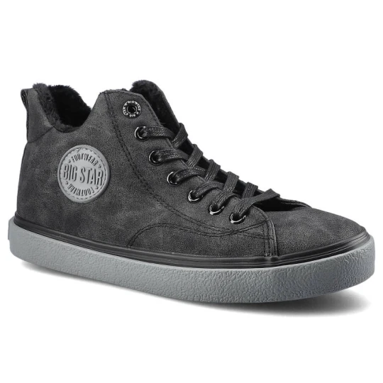 Zdjęcie produktu Sneakersy damskie Big Star, Wykonane z naturalnej skóry zamszowej z miękką cholewką klasycznym wycięciem sznurowanym zapięciem oraz płaską stabilną p czarny