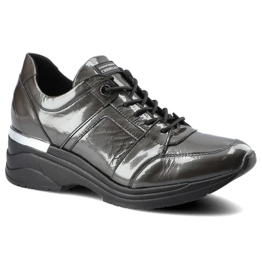 Zdjęcie produktu Sneakersy damskie Chebello, sznurowany fason lakierowana cholewka podwyższona amortyzująca podeszwa stabilna konstrukcja, grafitowe, 2578_281-000-PSK szary