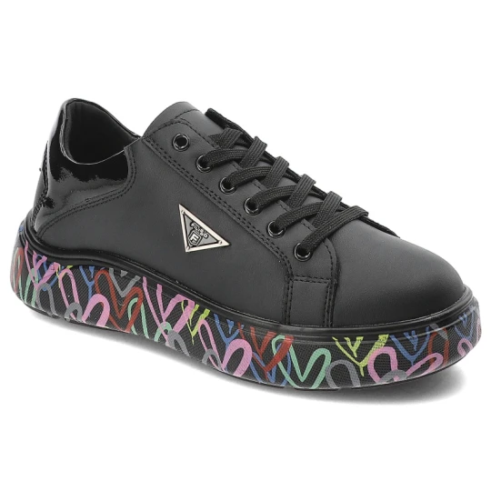 Zdjęcie produktu Czarne Sneakersy Filippo Modne Obuwie Damskie Na Kolorowej Platformie