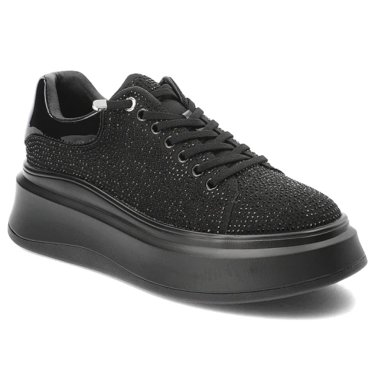 Zdjęcie produktu Czarne Sneakersy Goe Modne Obuwie Damskie Na Platformie