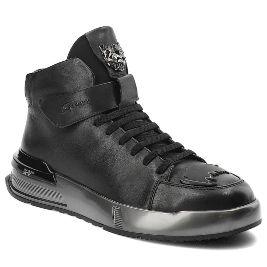 Zdjęcie produktu Czarne Sneakersy John Doubare Męskie Skórzane Buty