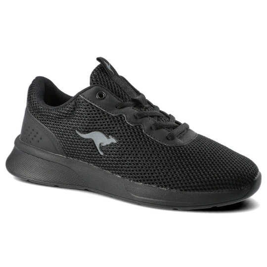 Zdjęcie produktu Sneakersy damskie Kangaroos, z siateczkowej cholewki z syntetycznymi wzmocnieniami z piankową podeszwą i tekstylnym sznurowaniem, czarne, 39139-000-5