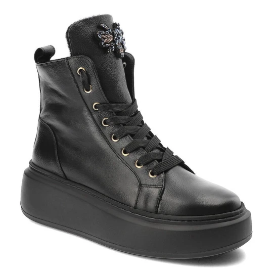 Zdjęcie produktu Czarne Sneakersy Karino Damskie Buty Jesienne
