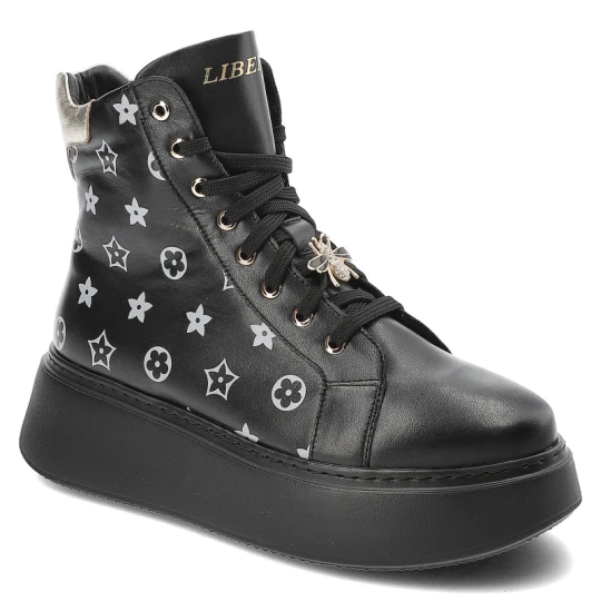 Zdjęcie produktu Czarne Sneakersy Libero Premium Obuwie Damskie