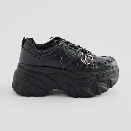 Zdjęcie produktu Czarne sneakersy na masywnej platformie House