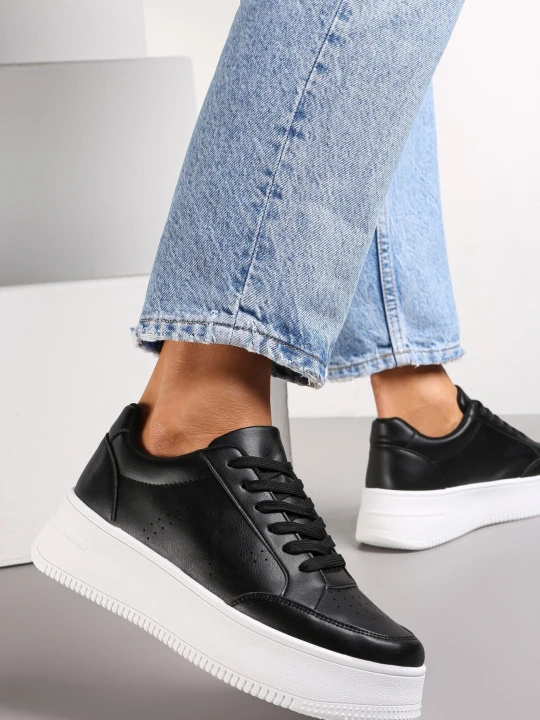 Zdjęcie produktu Czarne Sneakersy na Platformie Agnenia