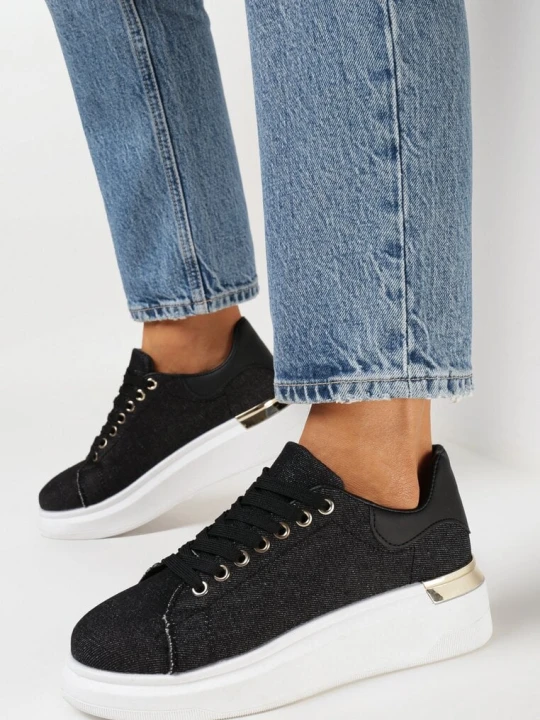 Zdjęcie produktu Czarne Sneakersy na Platformie Lepava